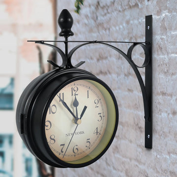Vintage Double-Sided Wall Clock – Silent & Battery Operated