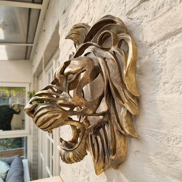Golden Lion Head Wall Decor – Modern Luxury Art